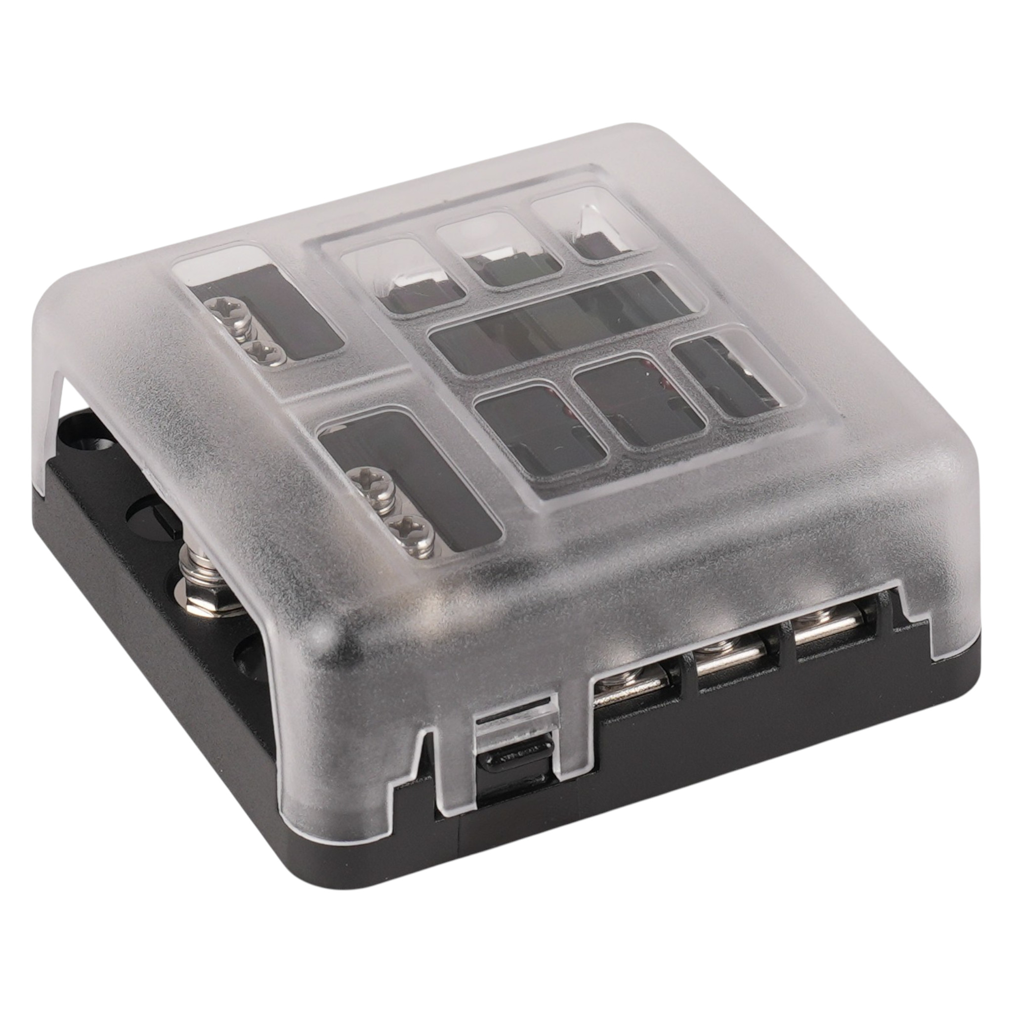 KFZ Sicherungskasten mit LED | 6 Kanal | ATO Flachsteck-Sicherung | 9-32VDC | Max. 100A-30A