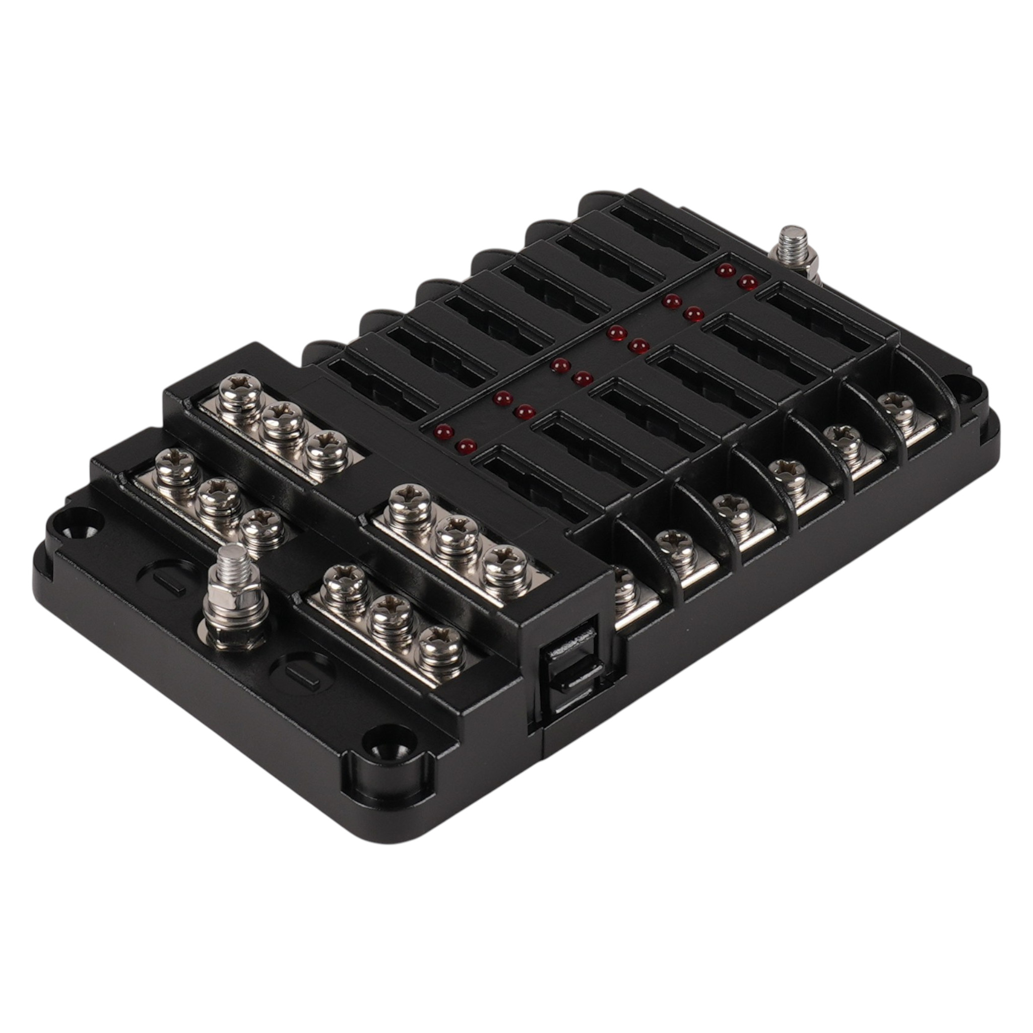 KFZ Sicherungskasten mit LED | 12 Kanal | ATO Flachsteck-Sicherung | 9-32VDC | Max. 100A-30A