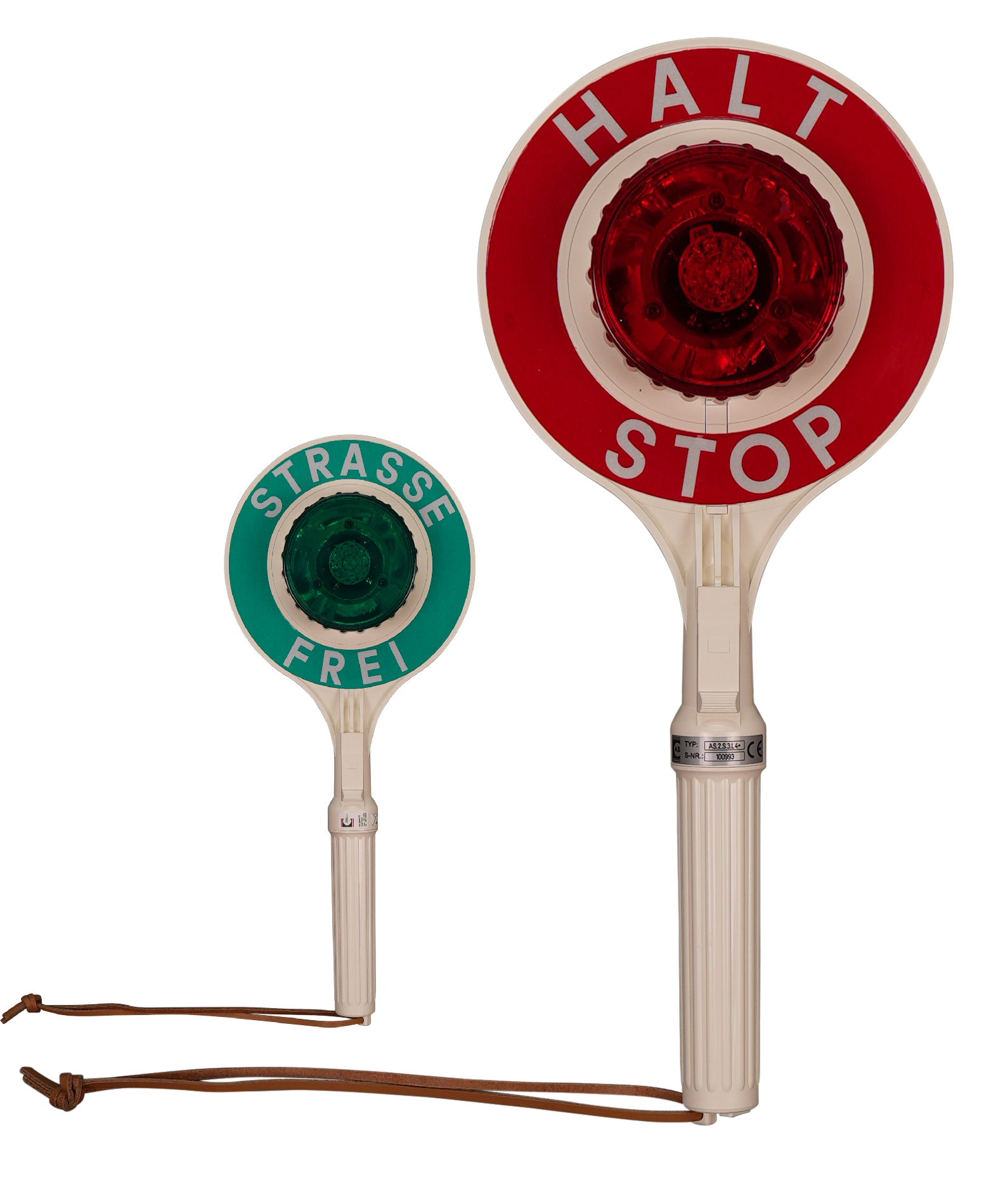 Anhaltestab | Universal | LED Rot & Grün | Lang | HALT STOP - STRASSE FREI | Kelle