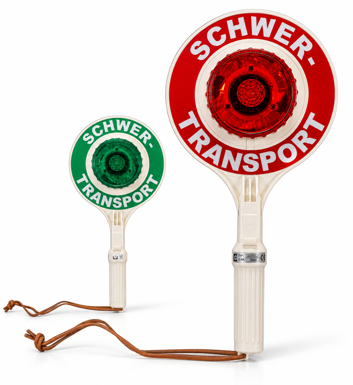 Anhaltestab | SCHWERTRANSPORT | LED Rot + LED Grün | 396mm | Kelle