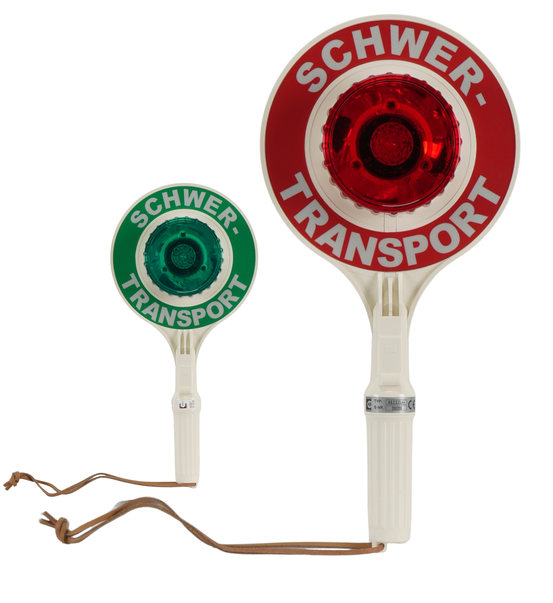 Anhaltestab | SCHWERTRANSPORT | LED Rot + LED Grün | 396mm | Kelle